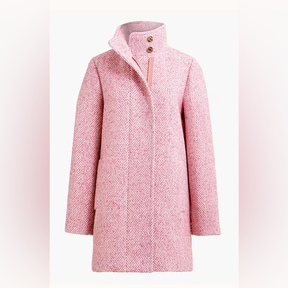 J. Crew Factory Women’s Pink and White Herringbone Jacket, size 8 - Picture 1 of 13